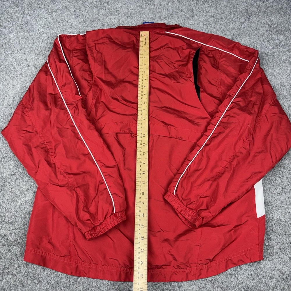 Mizuno Windbreaker Jacket Mens XL Full Zip Athletic Track Running Red White Gym - Picture 11 of 13